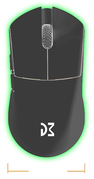 DM9 Wireless Mouse image with width dimension