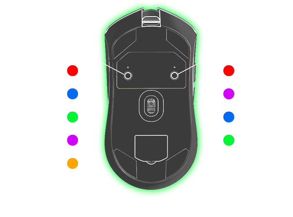 DM9 Wireless Mouse image with LED Colors description