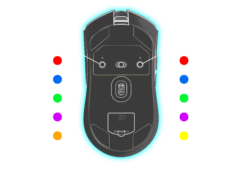 DM9 Wireless Mouse image with LED Colors description